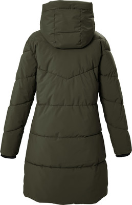 Grüne gesteppte Kapuzenjacke, von hinten gezeigt. Grüne gesteppte Kapuzenjacke, von hinten gezeigt.