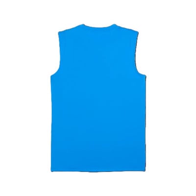 Ein blaues Tanktop mit Rundhalsausschnitt und Armausschnitten. Ein blaues Tanktop mit Rundhalsausschnitt und Armausschnitten.