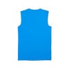 Ein blaues Tanktop mit Rundhalsausschnitt und Armausschnitten.