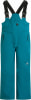 Türkisblaue Skihose mit Latz und schwarzen Trägern.
