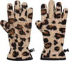 Damen-Fleecehandschuhe mit Leopardenmuster und rutschfesten Punkten.