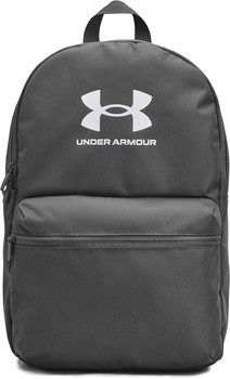 Schwarzer Rucksack von Under Armour mit weißem Logo und Schriftzug.