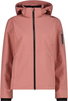 Eine rosafarbene CMP Damenjacke mit Kapuze und schwarzem Reißverschluss.