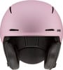 Ein rosafarbener Skihelm von Uvex mit schwarzer Polsterung und Lüftungsschlitzen.