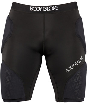 Schwarze Body Glove Shorts mit Polsterung an Hüften und Oberschenkeln.
