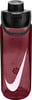 Rote Nike-Wasserflasche mit weißem Swoosh-Logo und schwarzem Deckel.