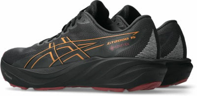 Schwarze ASICS GT-2000 15 Laufschuhe mit orangefarbenen Akzenten und GORE-TEX.