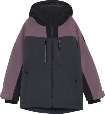 Skijacke mit Kapuze, kombiniert Dunkelgrau, Lila und Schwarz. Skijacke mit Kapuze, kombiniert Dunkelgrau, Lila und Schwarz.