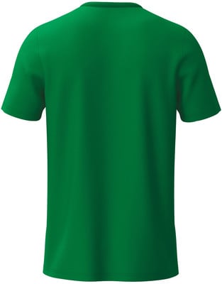 Grünes Herren-T-Shirt mit kurzen Ärmeln von hinten gezeigt.