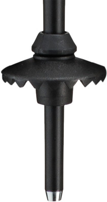 Schwarze Spitze mit Teller für Wanderstöcke. Schwarze Spitze mit Teller für Wanderstöcke.