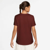 Dunkelrotes Damen-T-Shirt mit kurzen Ärmeln, Rückansicht.