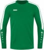 Grünes Langarmshirt mit weißen Streifen an den Ärmeln und JAKO-Logo.