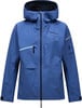 Blaue Herren-Skijacke mit Kapuze und Peak Performance Logo.