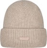 Beige Strickmütze mit BARTS-Logo vorne.