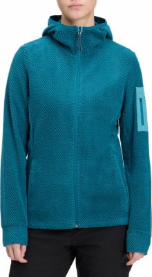 Damen-Fleecejacke in Petrol mit Kapuze und durchgehendem Reißverschluss. Damen-Fleecejacke in Petrol mit Kapuze und durchgehendem Reißverschluss.