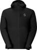 Schwarze Herrenjacke mit Kapuze und Scott-Logo auf der Brust.