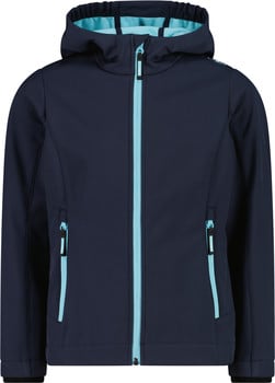 Dunkelblaue Kinderjacke mit hellblauem Reißverschluss und Futter.