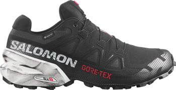 Fekete Salomon futócipő Gore-Tex technológiával és gyorsfűzővel.