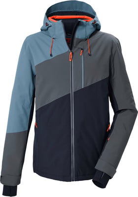 Herren-Winterjacke mit Kapuze und farbigem Design, ideal zum Skifahren. Herren-Winterjacke mit Kapuze und farbigem Design, ideal zum Skifahren.
