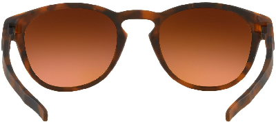Draufsicht auf runde Sonnenbrillen mit braunen Gläsern und Schildpatt-Rahmen.