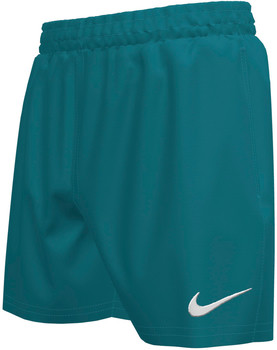 Zelené šortky Nike s bielym logom a elastickým pásom.