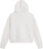 Weißer Hoodie von hinten, lockerer Schnitt.