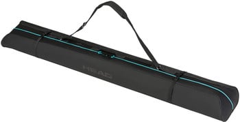 Schwarze HEAD Skitasche mit blauer Paspel und Schultergurt.