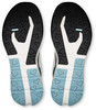 Schuhsohle von Laufschuhen mit schwarzem und blauem Muster und OC-Logo.