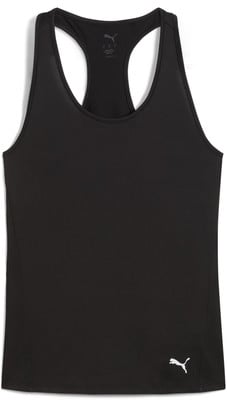Schwarzes Puma-Tanktop mit Logo auf dem Rücken und der Vorderseite. Schwarzes Puma-Tanktop mit Logo auf dem Rücken und der Vorderseite.