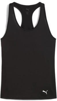 Schwarzes Puma-Tanktop mit Logo auf dem Rücken und der Vorderseite.