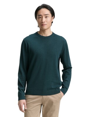 Tom Tailor Basic Crewn kötött férfi pulóver