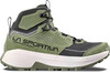 Grüner La Sportiva Wanderschuh mit Gore-Tex Membran und weißer Sohle.