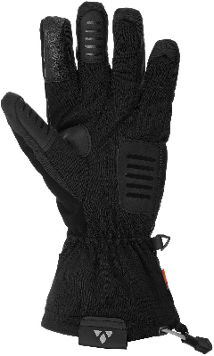 Schwarze Winterhandschuhe mit Leder- und Anti-Rutsch-Elementen. Schwarze Winterhandschuhe mit Leder- und Anti-Rutsch-Elementen.