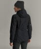 Schwarze Damenjacke mit Steppung und Kapuze, von hinten gesehen.