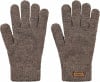 Ein Paar braune Strickhandschuhe mit einem Lederetikett von Barst.