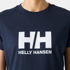 Sötétkék póló fehér Helly Hansen logóval és felirattal.