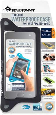Wasserdichte TPU Guide Hülle von Sea to Summit für große Smartphones. Wasserdichte TPU Guide Hülle von Sea to Summit für große Smartphones.