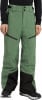 Grüne Skihose mit schwarzen Details und Reißverschlusstaschen.