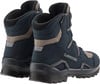 Damen-Winterstiefel von Lowa in Dunkelblau mit braunen Details und Reflektoren.