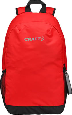 Ein roter Rucksack mit Craft-Logo und seitlichen Netztaschen. Ein roter Rucksack mit Craft-Logo und seitlichen Netztaschen.