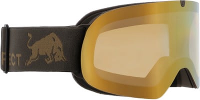 Skibrille mit Red Bull Logo und goldener Spiegellinse.