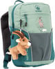 Grüner Rucksack mit Stoffziege und Bergmotiv, Marke Kohla.