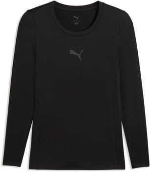 Schwarzes Langarmshirt mit Puma-Logo auf der Brust.
