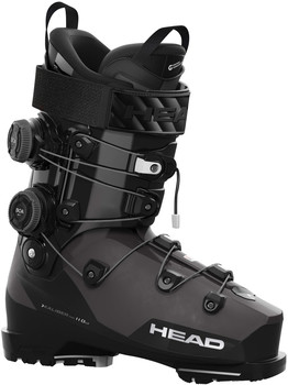 Schwarzer HEAD Skischuh mit BOA-System und Schnellverschlüssen.