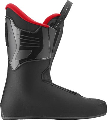 Innenschuh eines Skischuhs mit roter Paspel und schwarzem Kunststoffteil. Innenschuh eines Skischuhs mit roter Paspel und schwarzem Kunststoffteil.