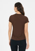 Damen braunes Kurzarmshirt mit feinem Muster.