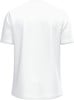 Rückansicht eines weißen T-Shirts mit kurzen Ärmeln und Rundhalsausschnitt.