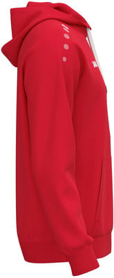 Roter Kapuzenpullover mit weißen Details auf der Schulter und Logo. Roter Kapuzenpullover mit weißen Details auf der Schulter und Logo.