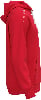 Roter Kapuzenpullover mit weißen Details auf der Schulter und Logo.