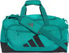 Grüne Adidas Sporttasche mit großem Logo und Riemen.